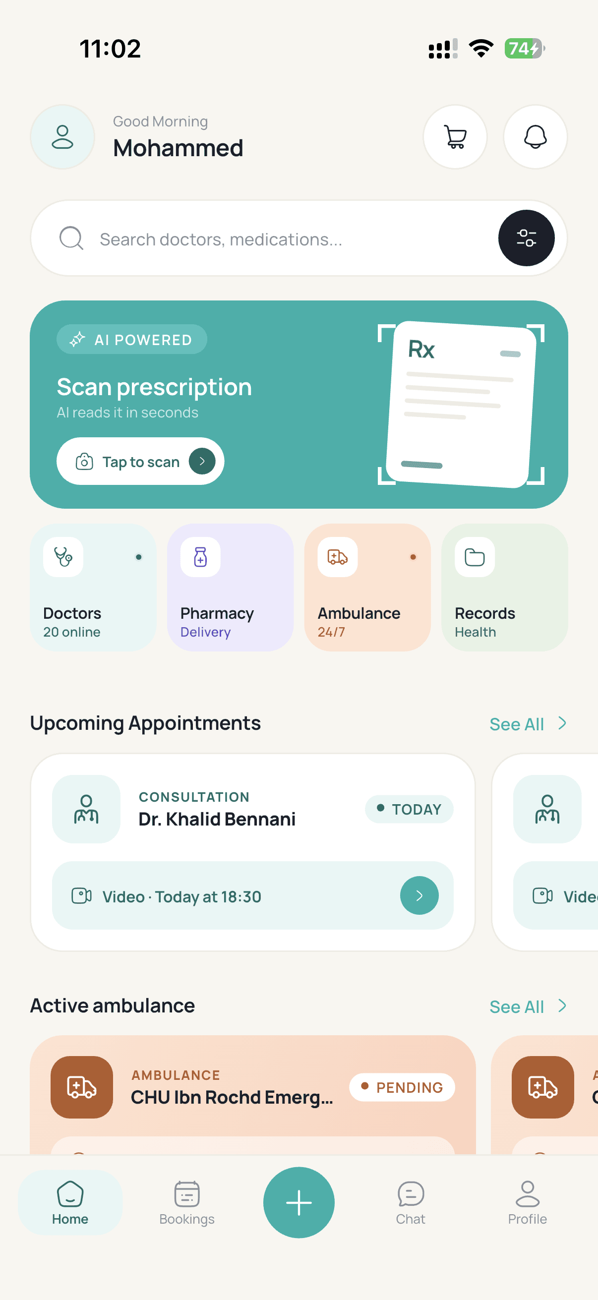 Sanpha app home screen