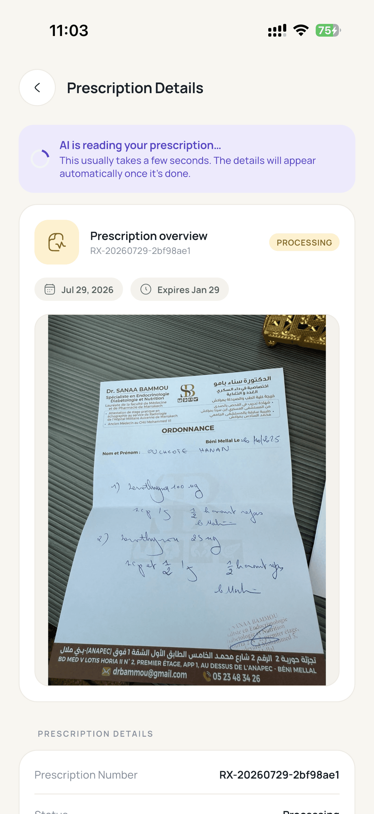 Order with prescription